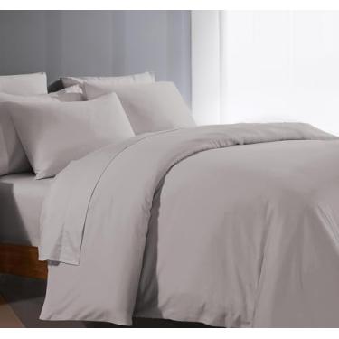 Imagem de Capa de edredom de 1000 fios 100% algodão egípcio super king size de algodão prateado cinza longo 304,8 cm x 304,8 cm macio e sedoso, respirável com zíper - 1 conjunto de capa de edredom para todas as