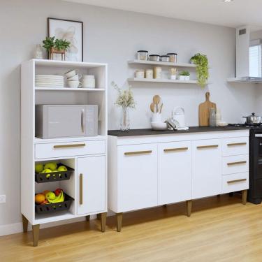 Imagem de Cozinha Compacta Sorocaba 4 Portas 4 Gavetas Branco - Kaiki Móveis