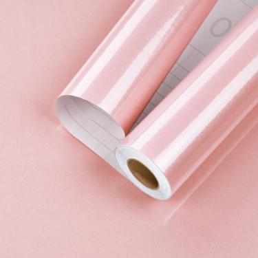 Imagem de HotDecor Papel de parede rosa brilhante de contato brilhante para bancadas, adesivos de parede com glitter, à prova d'água, papel de parede removível com glitter (rosa, 39,9 x 800 cm)