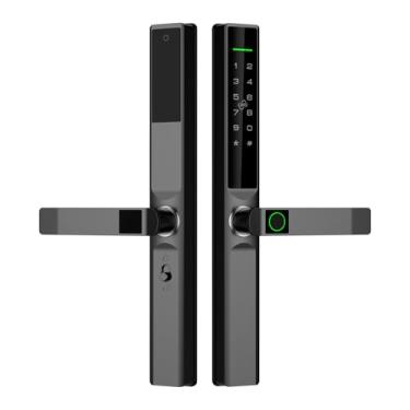 Imagem de Depisuta Fechadura Inteligente Para Porta De Vidro Deslizante, Maçaneta De Entrada Sem Chave 5 Em 1 Com Impressão Digital, Senha, Cartão, Chave Mecânica, Controle De Aplicativo (Preto)