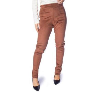 Imagem de Calça Feminina Bruna e Bia Skinny Veludo Cotelê Marrom-Feminino