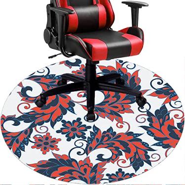 Imagem de Tapete de cadeira de escritório com flores, textura de flor, tapete de cadeira de mesa para piso de madeira de escritório doméstico, protetor de piso de pilha baixa multiuso, redondo, 99 cm