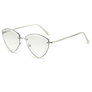 Imagem de Óculos de sol vintage sem aro, feminino, masculino, luxuoso, sem armação, olho de gato, óculos de sol femininos, UV400, óculos de grau femininos, óculos de sol, prata, prata, tamanho único