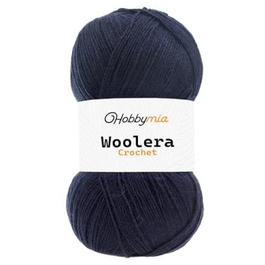 Imagem de HobbyMia Fio de lã de crochê Woolera - 100 g / 623 jardas - (1) peso superfino - 75% acrílico, 25% lã (azul marinho, 1 novelo)