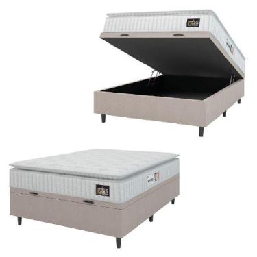 Imagem de Cama Box Baú Casal Espuma D33 Pillow Top 138x188x70cm - HELLEN ESTOFAD