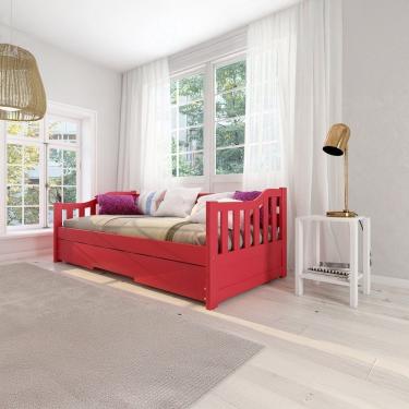 Imagem de Bicama Solteiro American Estilo Sofá Em Madeira Maciça Vermelho