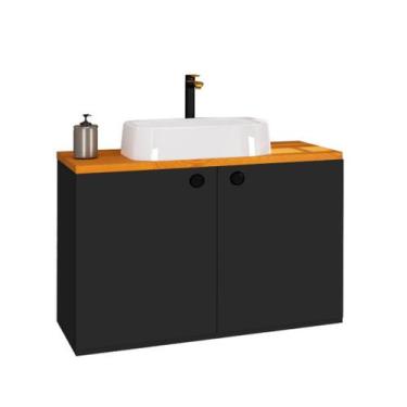 Imagem de Kit Gabinete Armário Banheiro Madri Com Cuba Cerâmica Tipo Vazo Sanitá