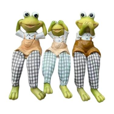 Imagem de Stgfyxgs 3 peças estátuas de sapo de jardim, pernas longas, figuras de família de sapo sentado para pátio