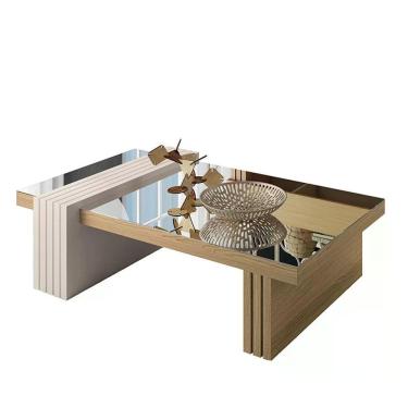 Imagem de Mesa De Centro Luna Com Espelho Freijó/off White - Hb Móveis Freijó/off White