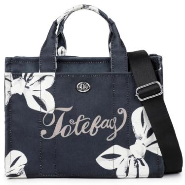 Imagem de Makukke Bolsa feminina de lona - Bolsa Hobo de ombro médio, bolsas transversais para trabalho, compras, viagens, Azul marinho, Medium