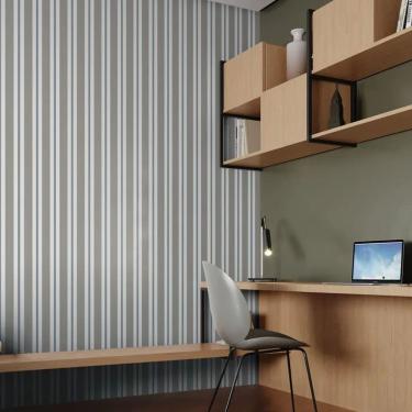 Imagem de Papel de Parede Revoada Listrado Cinza e Azul 4456