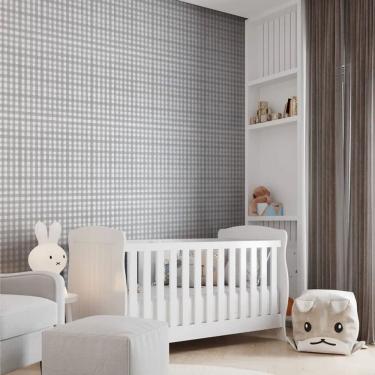 Imagem de Papel de Parede Revoada Xadrez Picnic Pincelada Cinza 4432