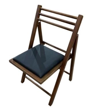 Imagem de Cadeira Dobrável De Madeira Com Estofado Castanho