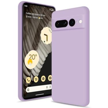Imagem de Btstring Capa para Google Pixel 7 Pro, capa de silicone macio com proteção de câmera atualizada, capa fina à prova de choque com forro de microfibra antiarranhões, roxa