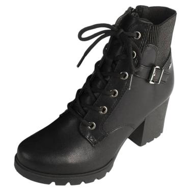 Imagem de Coturno Feminina Salto Bloco Firme Confortável Dakota