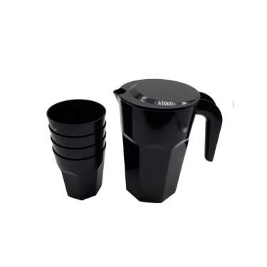 Imagem de Kit Suco 1 Jarra De 1,5 Litros 4 Copos De 400 Ml Preto Opaco