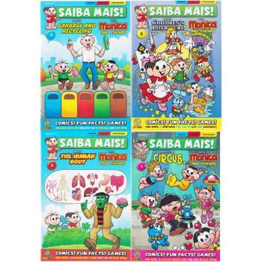 Imagem de Kit 4 Hq Saiba Mais! Turma Da Mônica Em Inglês Quadrinhos Atividades E