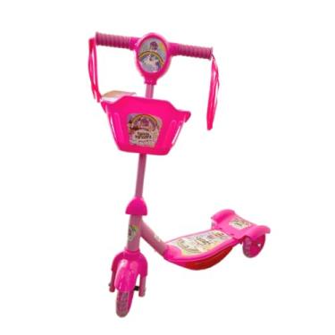Imagem de Patinete Infantil 3 Rodas, LED e Som, Guidão Ajustável 70cm, Cesto, Suporta 50kg, Azul/Verde/Rosa (Rosa)