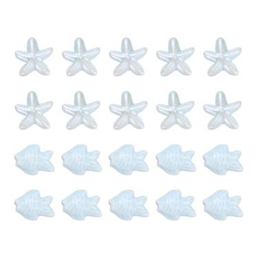 Imagem de PATIKIL 20 peças de contas de porcelana de estrela do mar, 8 mm de cerâmica oceânica, espaçador, contas soltas para pulseira, colar, brinco, joias, artesanato, faça você mesmo, azul celeste