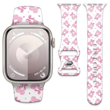 Imagem de Pulseira de substituição de silicone macio de 38 mm, 40 mm, 41 mm e 42 mm com fecho clássico para Apple Watch Series SE 10, 9, 8, 7, 6 5 e Utral (rosa)