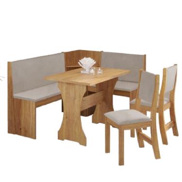 Imagem de Conjunto Sala de Jantar Canto Alemão Arnis com 2 Cadeiras Sone Veludo Viero