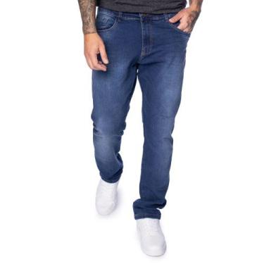 Imagem de Calça Jeans Masculina Gangster Modelagem Reta Azul, Azul, 46