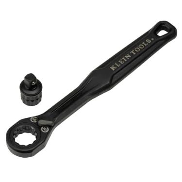 Imagem de Klein Tools 65301ADP KNECT (P) Pass Through Ratchet e conjunto adaptador de soquete de 1/10.2 cm, ferramenta manual compacta e confortável, compatível com soquetes quadrados de 1/10.2 cm