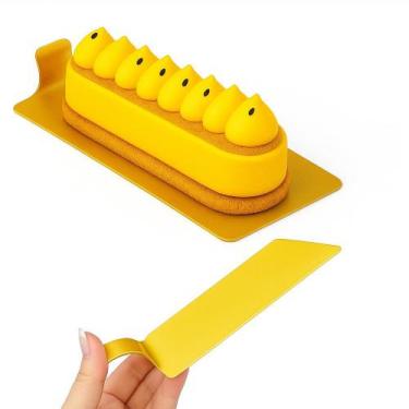 Imagem de Kit 200 Base Acrílica Retangular Dourada 12,5x6 cm Para Entremets, Doc