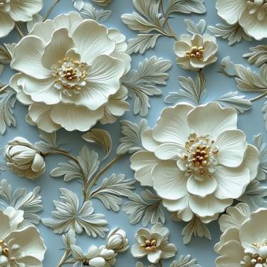 Imagem de LACHEERY Papel de parede floral azul descascar e colar papel de parede em relevo falso branco 3D flor papel de parede para banheiro à prova d'água papel de contato floral descasque e cole para paredes