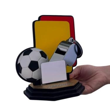 Imagem de Troféu Futebol Dourado Arbitragem Cartões Premium Mdf/acrílico 20cm