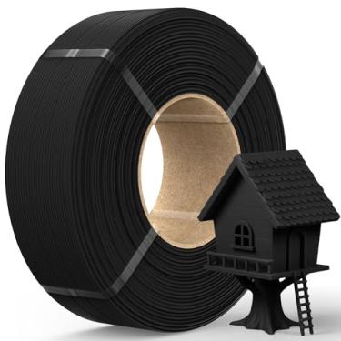 Imagem de JAYO Refil rápido PETG de 1,75 mm, preto, 1,1 kg, filamento de impressora 3D de impressão rápida para carretéis reutilizáveis, compatível com Bambu Lab, acabamento fosco suave, forte e resistente à