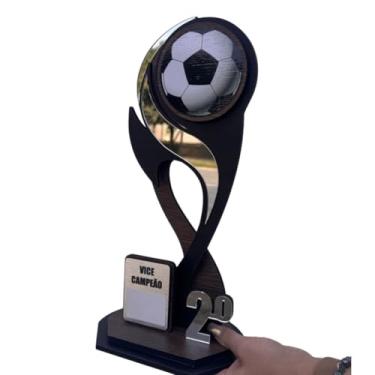 Imagem de Troféu Futebol Vice Campeão Premium e com alto acabamento 35cm Mdf/acrílico Prata
