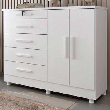 Imagem de Cômoda Firenze 2 Portas 5 Gavetas Neve - Pnr Móveis