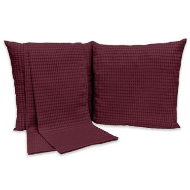 Imagem de Kit 1 Peseira KING + 2 Capas de Almofadas 40x40cm Piquet (Vinho)