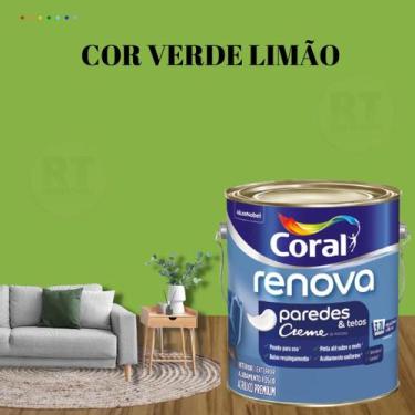 Imagem de Tinta Parede Verde Acrílica Fosca Coral Renova 3,2L, VERDE LIMAO