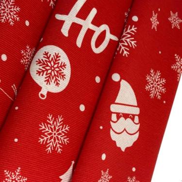 Imagem de Tecido Alaska Natalino Decorativo,Vermelho com Estampa de Papai Noel e Flocos de Neve,150cmx100cm, para Artesanato e Decoração (1 metro)