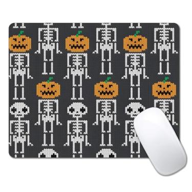 Imagem de Mouse pad de abóbora de caveira de Halloween para mesa, computador portátil, pequeno mouse pad para laptop sem fio, 24 cm x 20 cm, design de base de borracha antiderrapante, superfície lisa, mousepad