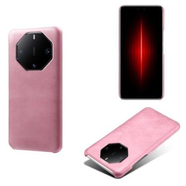 Imagem de Capa para Huawei Mate 60 RS,Proteção contra quedas,Casca de volta de cor sólida simples,Design de couro de imitação de plástico-Pink