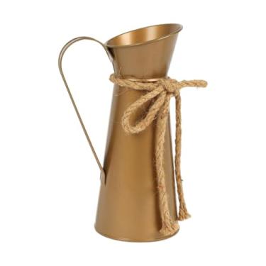 Imagem de FLCPJGV Vaso de ferro, vaso de flores, recipiente floral, arranjos florais para prateleira, loja de casamento, Bronze