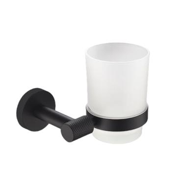 Imagem de Suporte para toalhas de banho com pingente serrilhado preto fosco, porta-toalhas, suporte para papel-toalha, gancho para roupão, série de escovas de banheiro, porta-copos