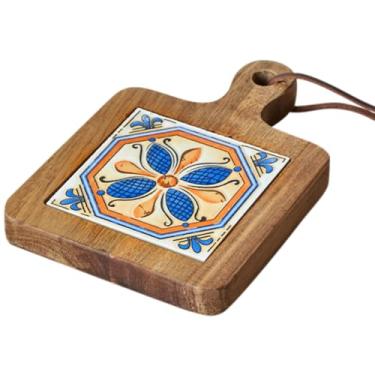 Imagem de Conjunto de tábuas de corte de madeira com alça, bloco de açougueiro de madeira antiderrapante antiescaldante, artesanato de queijo de charcutaria de madeira para fazer você mesmo, cozinha, cozinha,