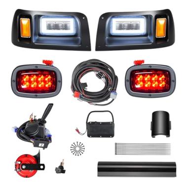 Imagem de Kit de farol e luz traseira de LED para Club Car DS 1993-Up – Inclui farol alto e farol baixo, setas, buzina, freio e fiação – Legal, atualização plug-and-play de 12 V