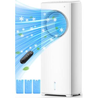 Imagem de BALKO Ar condicionado portátil 3 em 1, refrigerador de ar evaporativo com modo hibernar/natural/normal, 3 velocidades, controle remoto de 4,6 m e temporizador de 1 a 8h para desligamento automático