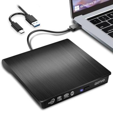 Imagem de YOTUO Unidade externa de CD/DVD, unidade portátil USB 3.0 e USB-C CD RW, leitor de DVD, gravador de DVD para laptop, desktop, compatível com Windows 7/8/10/11, Mac, MacBook Pro/Air, Linux