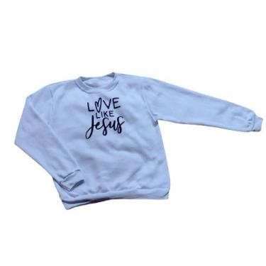 Imagem de Blusa sem Capuz Gola Careca Love Like Jesus Quentinha - LGAMN, Branco,