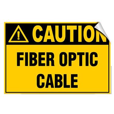 Imagem de Etiqueta de etiqueta de perigo de cabo de fibra óptica Caution 25,4 cm x 17,8 cm