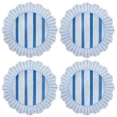 Imagem de Juliska Conjunto de pratos de jantar de melamina listrados Cabana/4 - Oceano