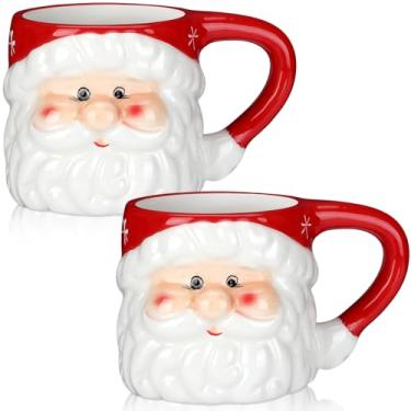 Imagem de Sliner 2 peças de canecas de café de Natal Papai Noel vintage cabeças de Papai Noel canecas de cerâmica conjunto de xícaras de design temático de Natal para café chá chocolate quente presentes de