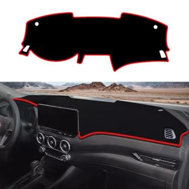 Imagem de YOFAMO Capa Para Painel, Tapete, Carpete, Ajuste Personalizado Nissan Sentra 2020, 2021, 2022, 2023, 2024, Acessórios, Protetor Antiderrapante Console Central (Borda Vermelha)