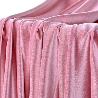 Imagem de Ribreeze Tecido de veludo rosa empoeirado da The Yard 152 cm de largura 1 jarda 90% poliéster 10% elastano para costurar roupas vestuário artesanato fantasia